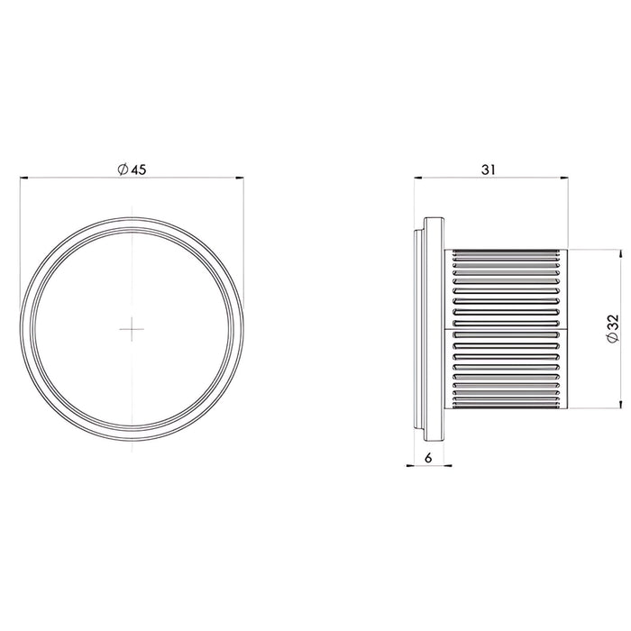 Technical Drawing Phoenix Wiltern Robe Hook Brushed Nickel 144-8400-40 - The Blue Space