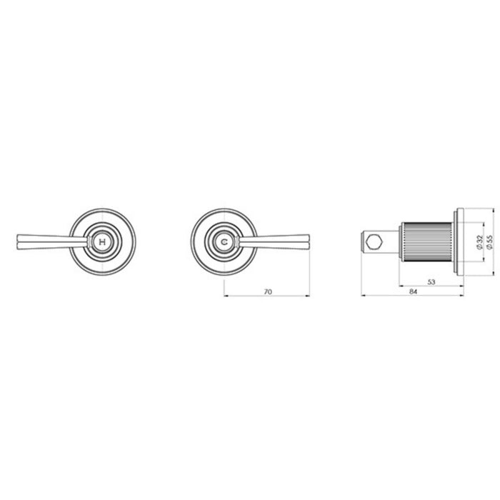 Technical Drawing Phoenix Wiltern Wall Top Assemblies - Chrome 144-0601-00-1 - The Blue Space