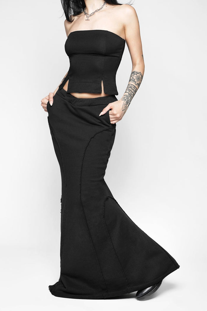 long maxi fishtail skirt