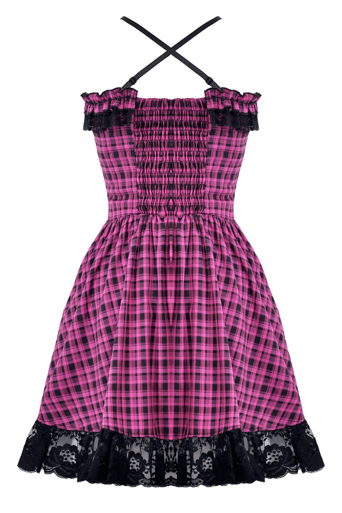 Pink Death Plaid Dress
