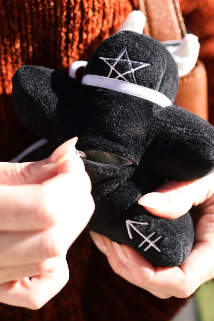 quirky monster plush keychain with coin pocket