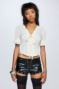 Pretty Damage Priscilla Polyester Top with Tie Front