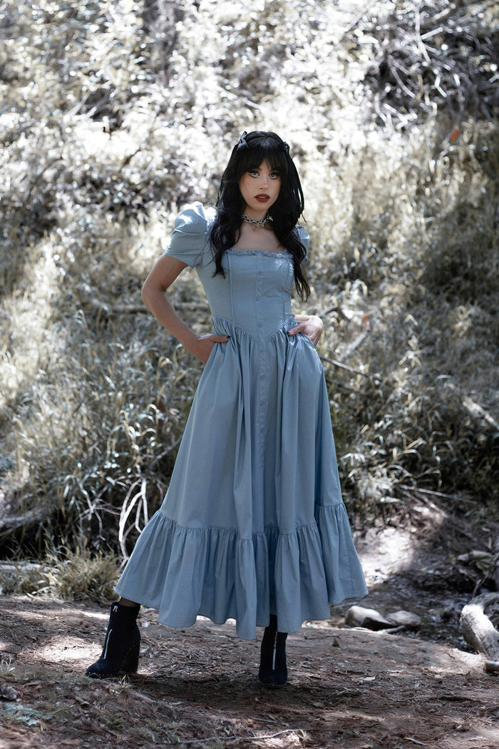 puff shoulder cottagecore cinderella dress
