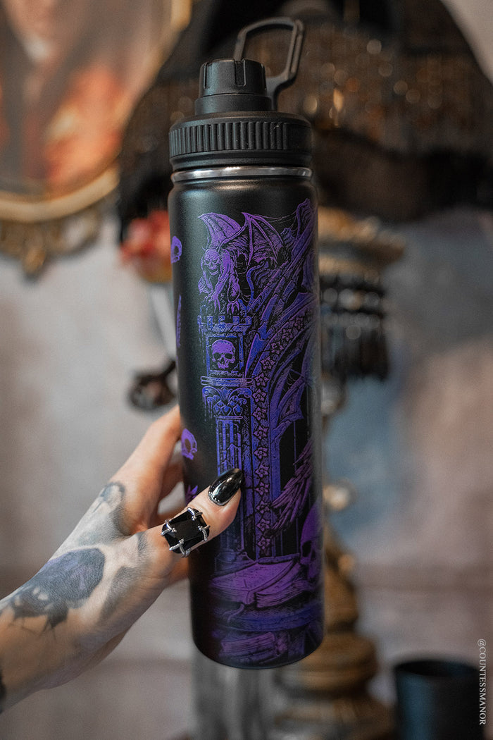 gothic stainless steel edgar allan poe water bottle