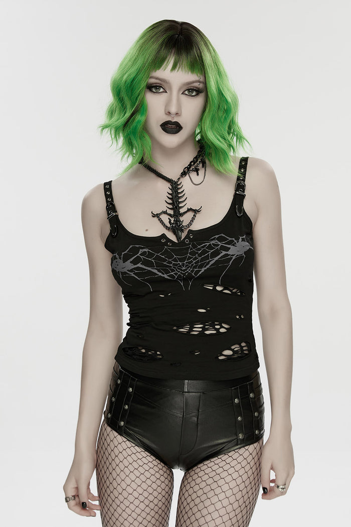 distressed spiderweb tank top