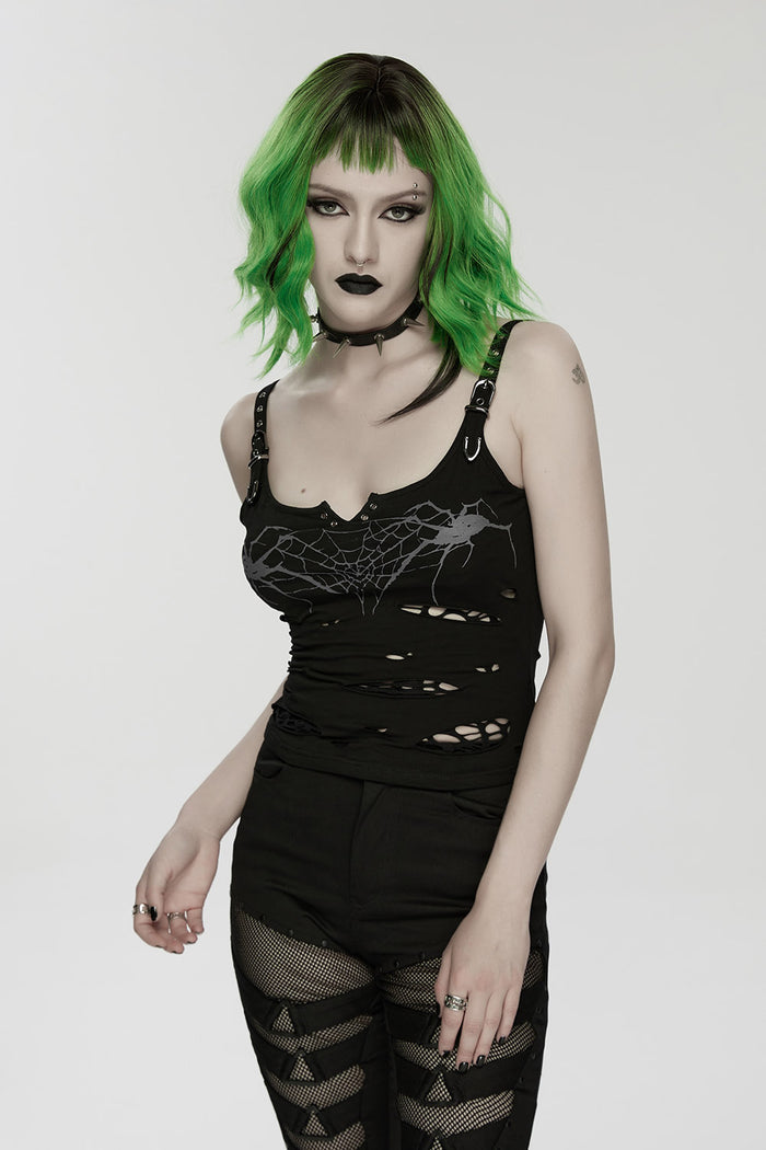 womens cut-out punk tank top