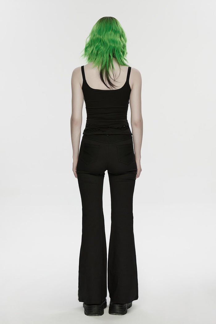 womens grunge shredded black gothic tank top by punk rave