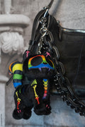3d gothic rainbow skeleton kitty cat plush keychain
