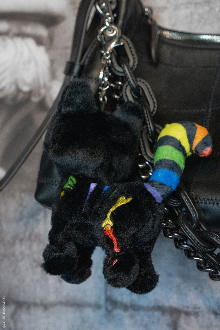 gothic rainbow skelekitty skeleton kitty cat plush keychain