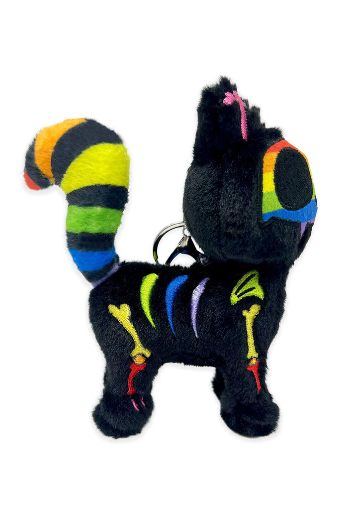 Skeleton cat plush keychain