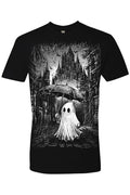 VampireFreaks mens black short sleeve tshirt with ghost and umbrella graphic