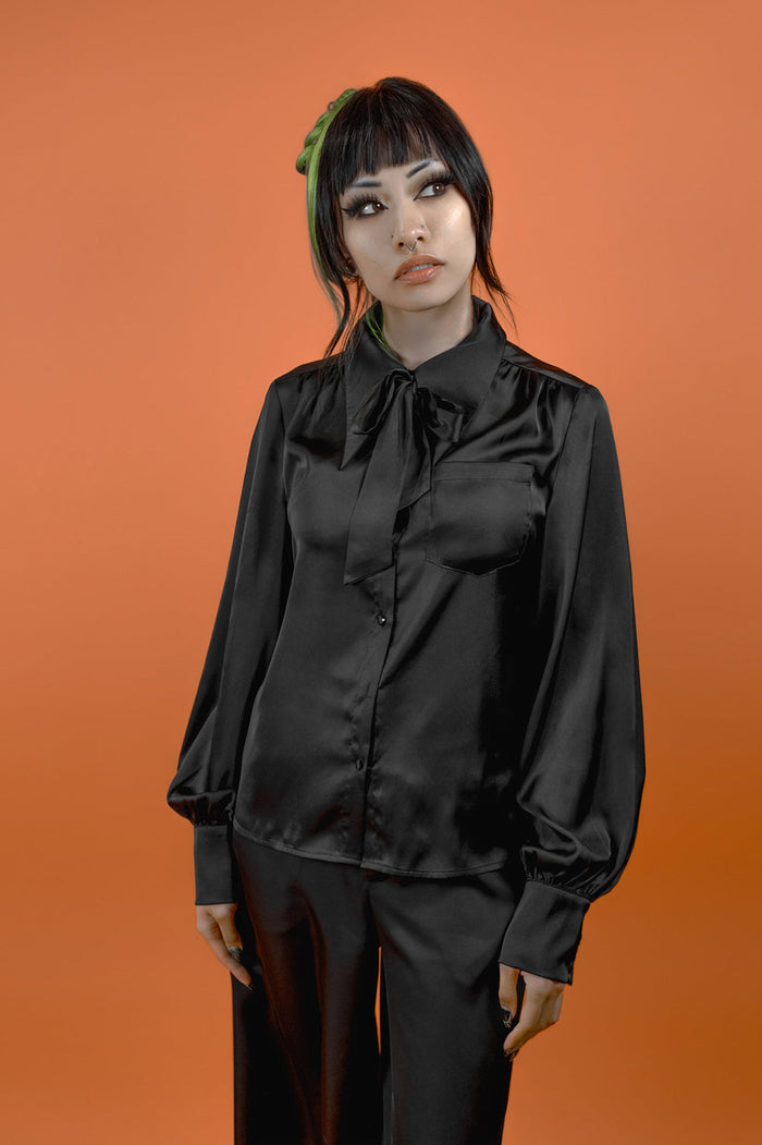 button down pointed collar witchy blouse
