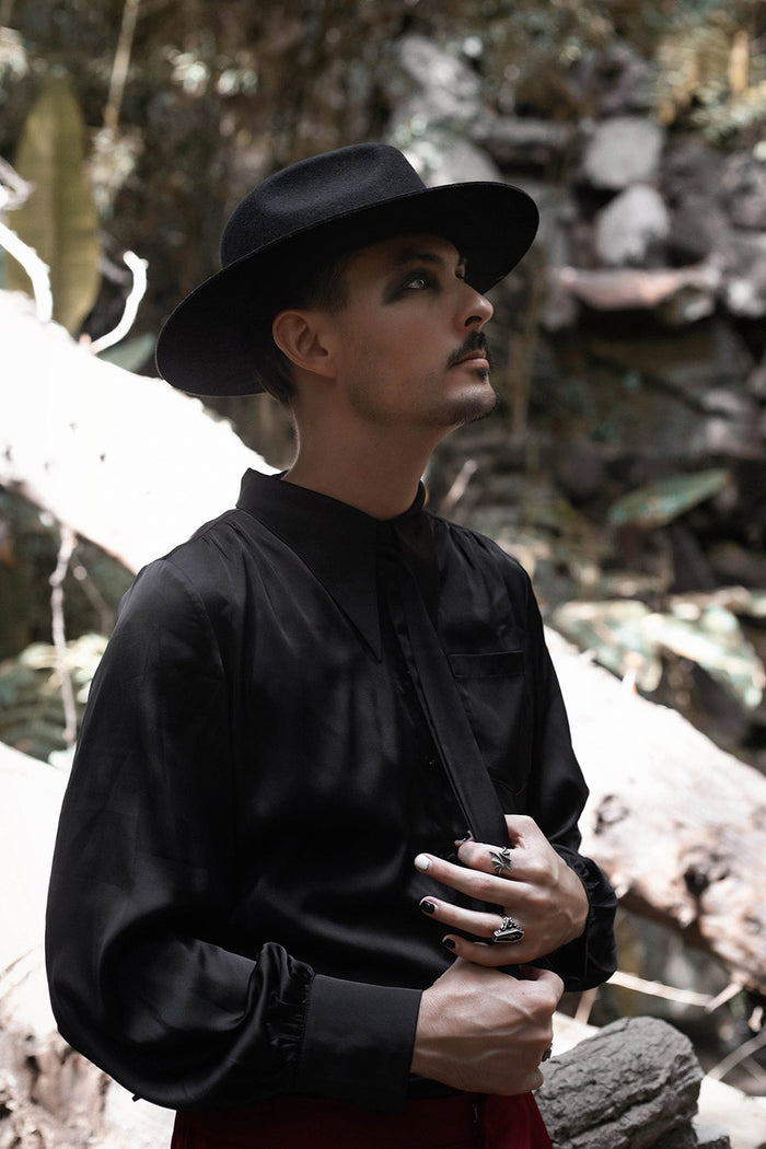 mens Western goth boho long sleeve shirt by lively ghosts