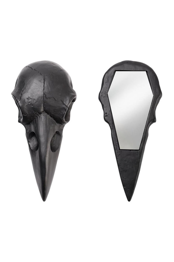 raven shaped hand mirror