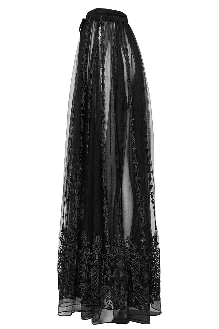 Rose Cathedral Embroidered Sheer Maxi Skirt