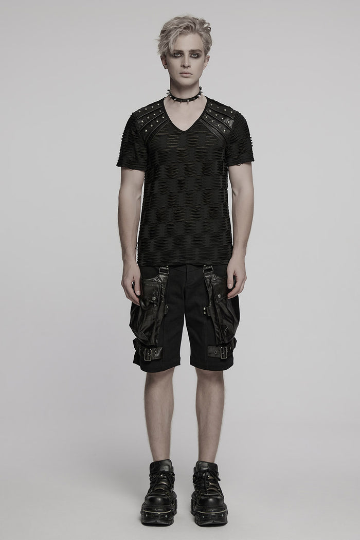 mens distressed short sleeve shirt