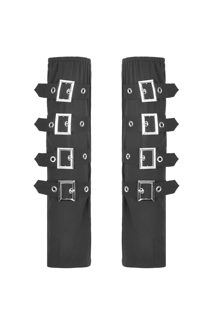 Rivet and buckle black arm warmers
