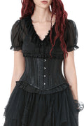 black satin underbust corset