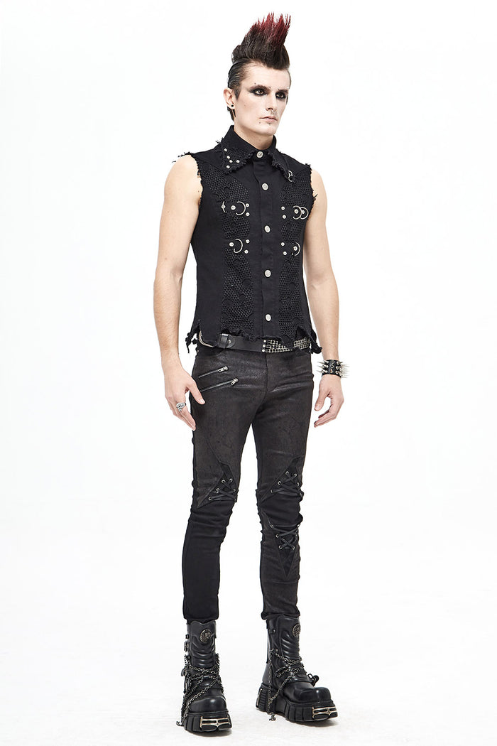 punk mens shredded wasteland tank top