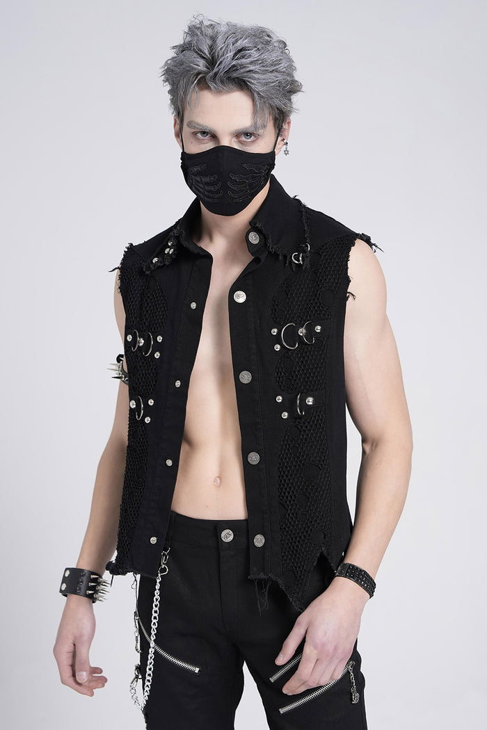 mens distressed sleeveless shirt