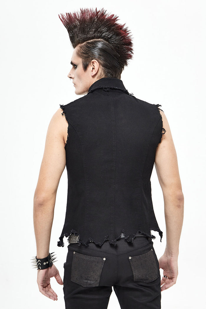button-down mens shredded wasteland tank top
