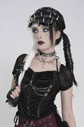 pierced spiked vegan leather cap hat