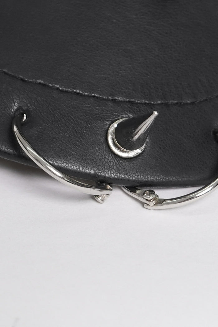 grunge goth safety pin spiked vegan leather cap hat