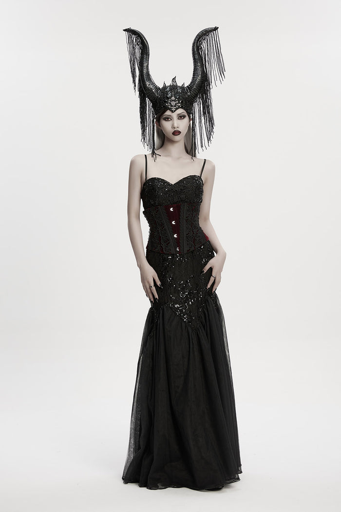 embroidered gothic headpiece