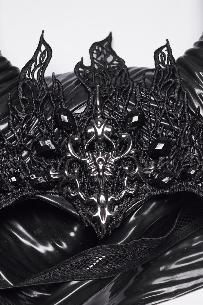 black ornate maleficent headdress with horns