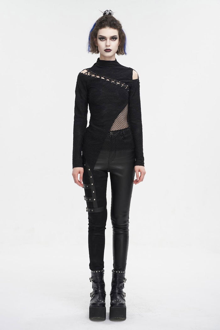 cold shoulder womens black shirt
