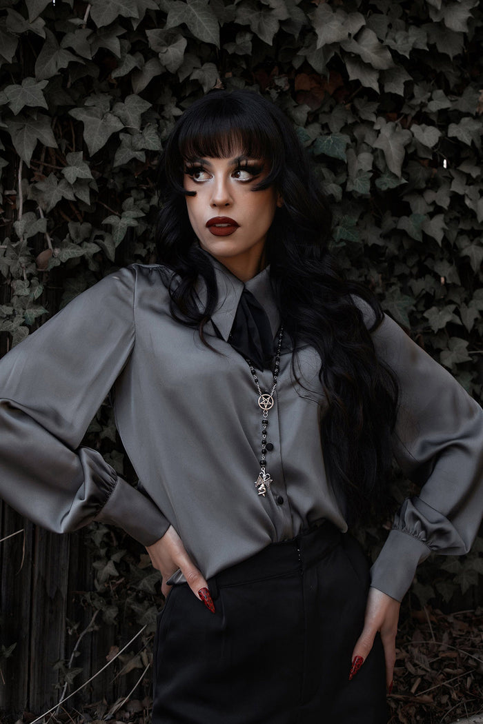 silver fabric occult shirt