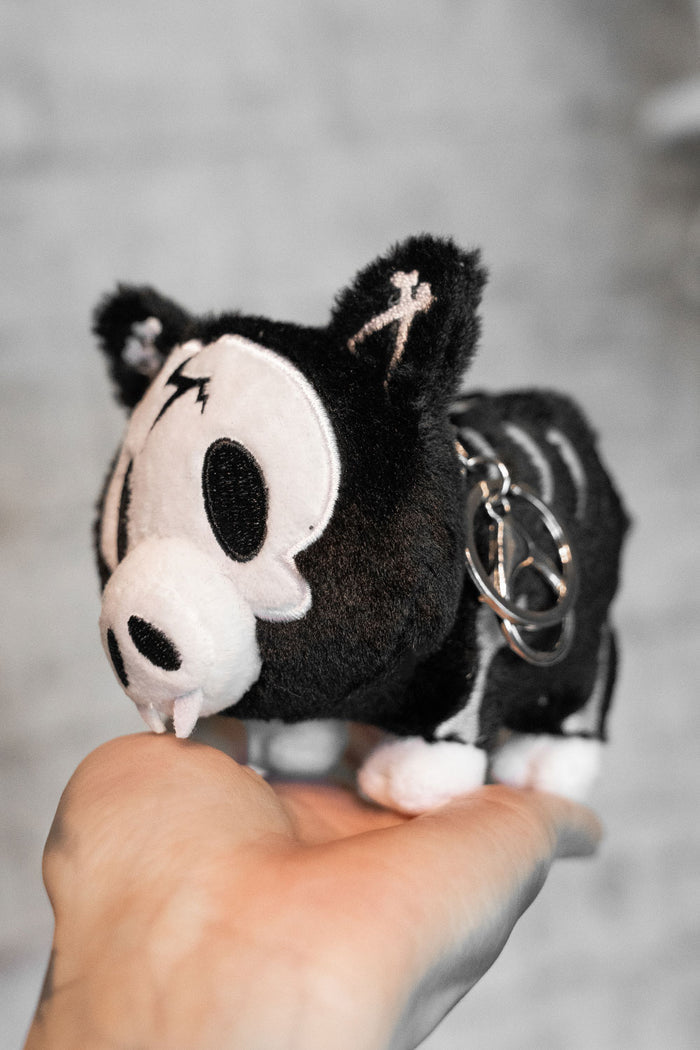 skeleton pig keychain plush