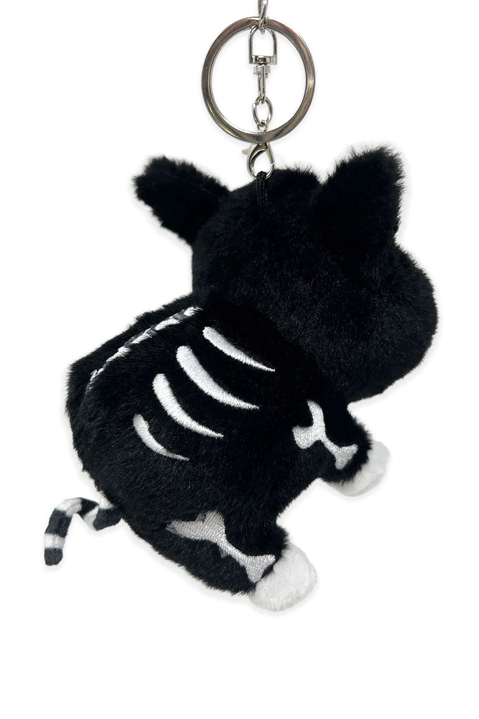 Cute goth skeleton pig keychain
