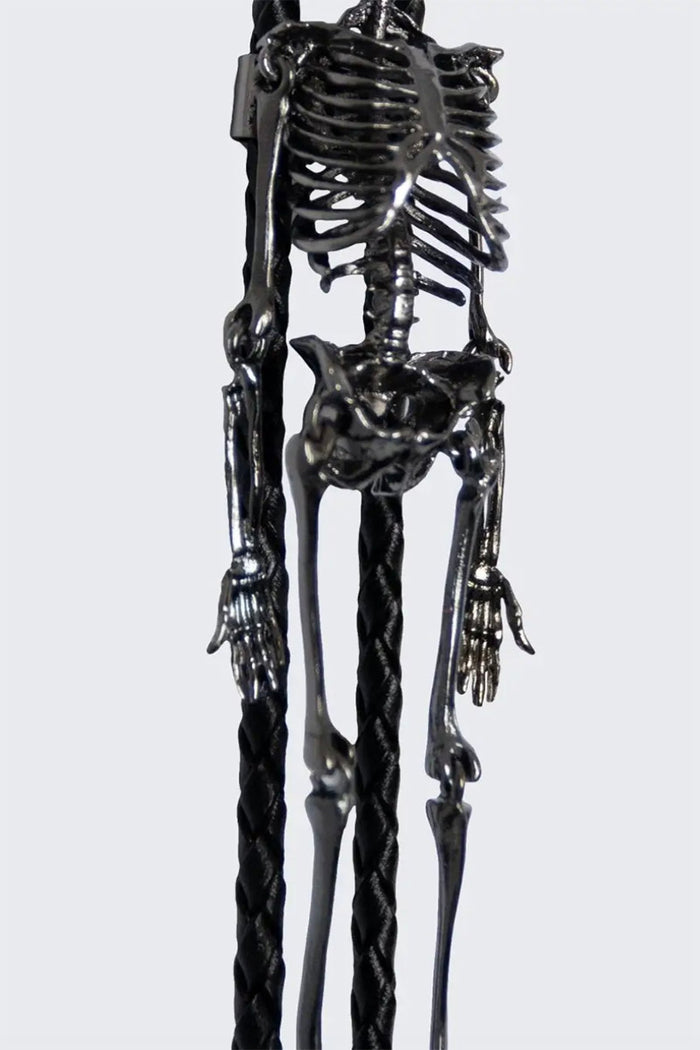 black gothabilly skeleton necklace bolo tie