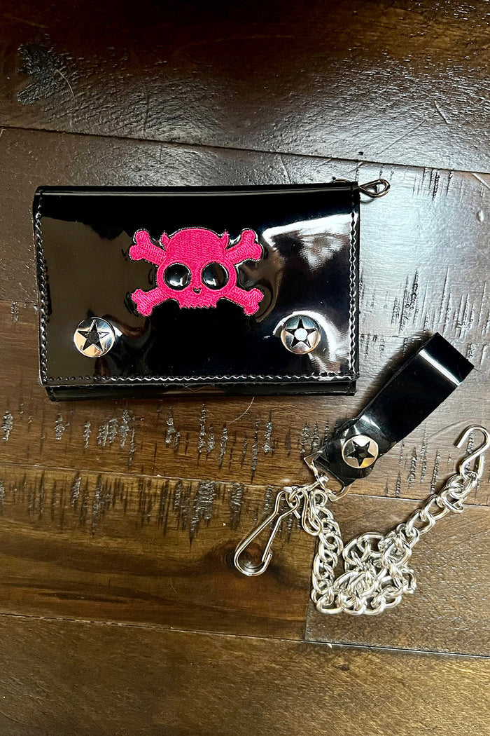 Skull & Crossbones Biker Wallet [PINK]