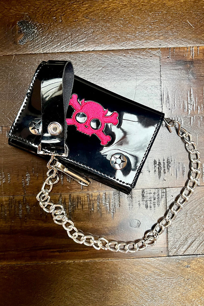 Skull & Crossbones Biker Wallet [PINK]