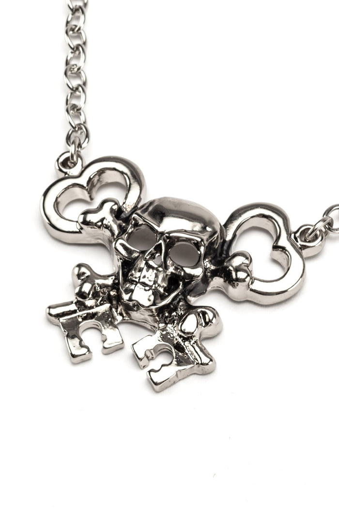 gothic skull and crossbones key necklace