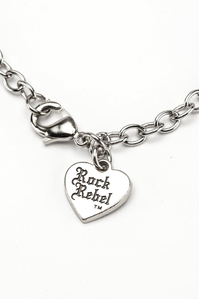 gothic skull and crossbones key necklace with a heart charm