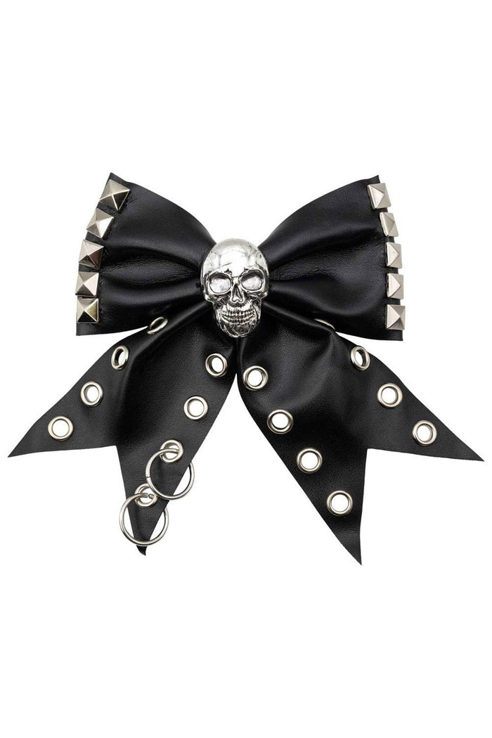 black vegan leather emo hair bow
