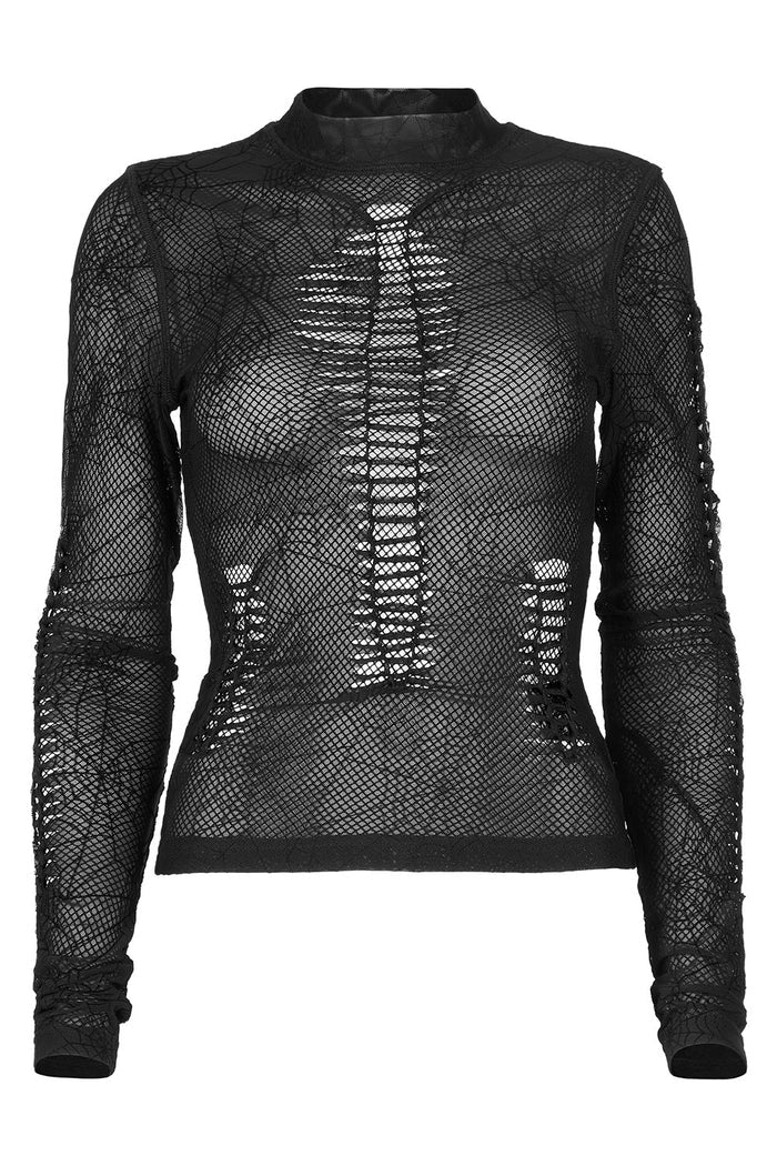 Slasher Girl Spiderweb Top [BLACK]