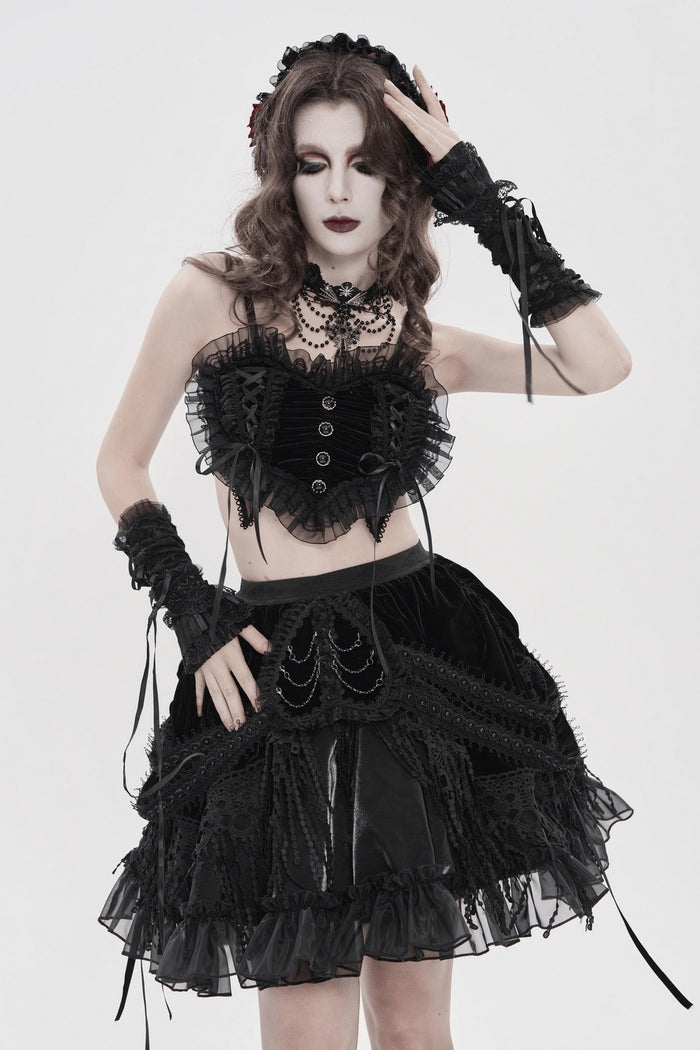 dark goth red and black lolita headband