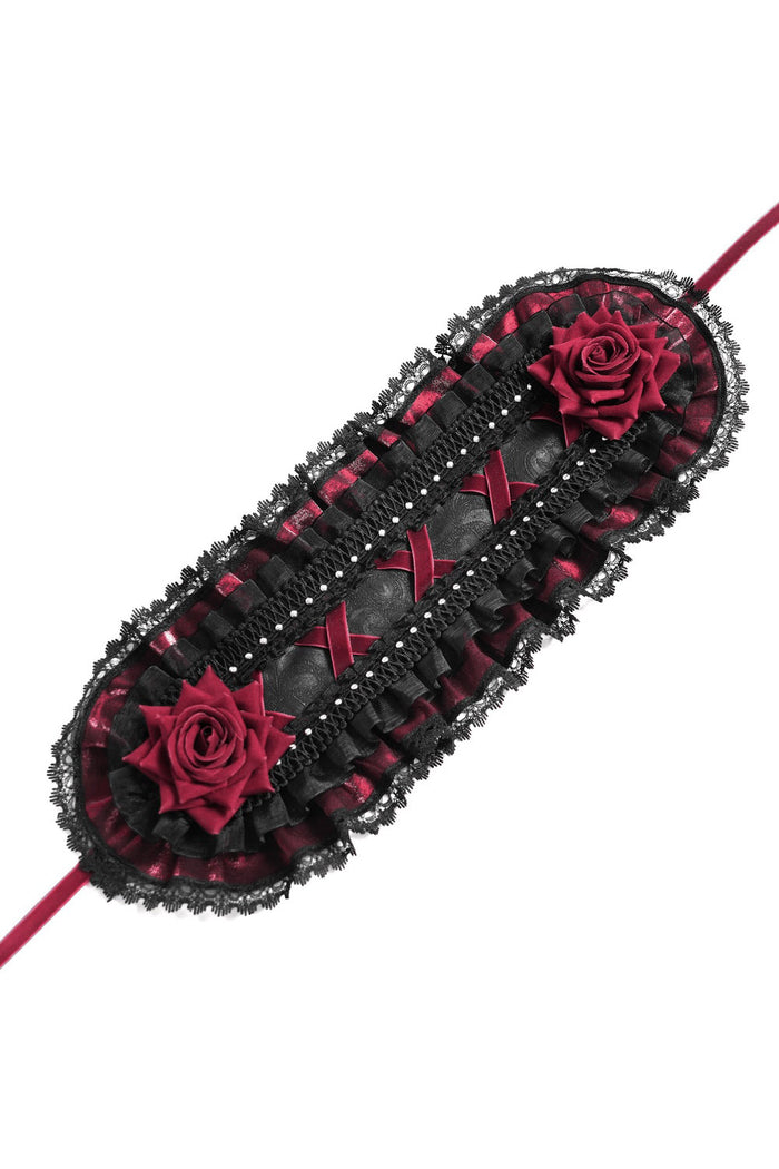 lace red and black lolita headband