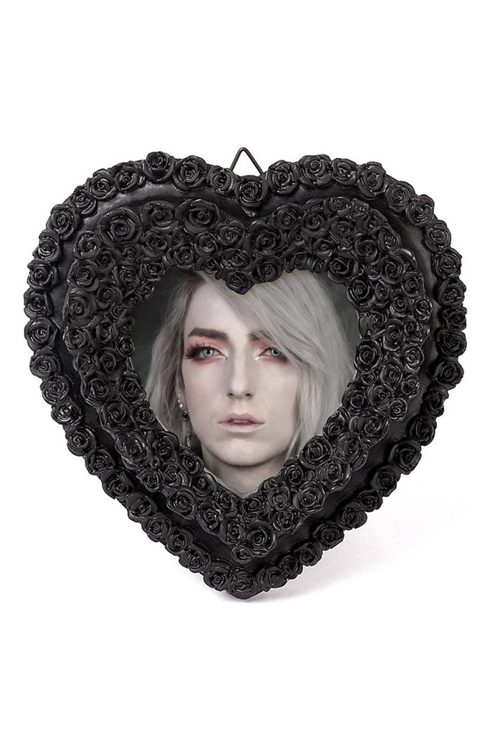 Small Black Rose Heart Photo Frame