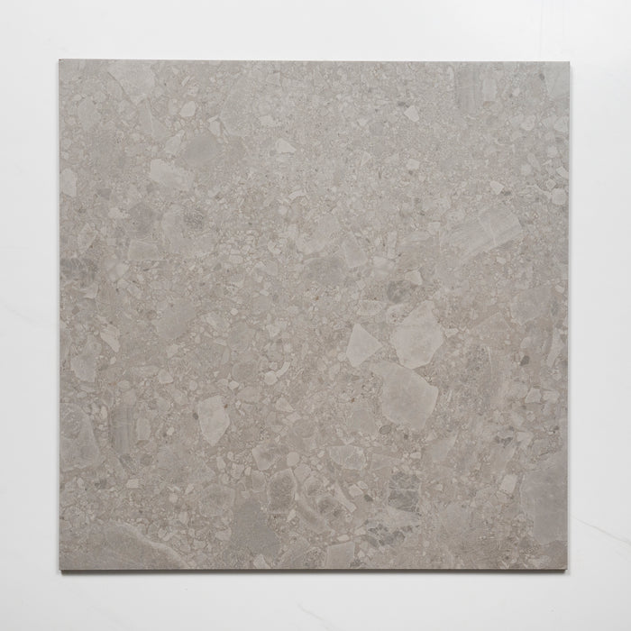 Single no Hand Southside Grey Terrazzo External Porcelain Tile P5 600mm x 600mm 6STUGYX - The Blue Space