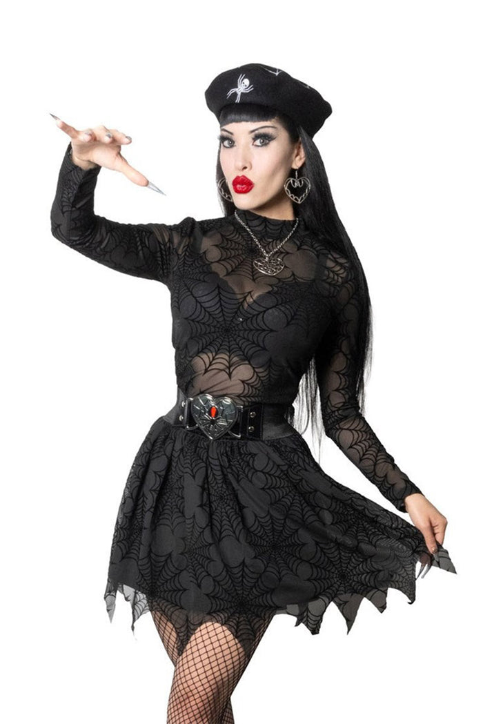 high rise rockabilly mesh mini skirt with hanky hem