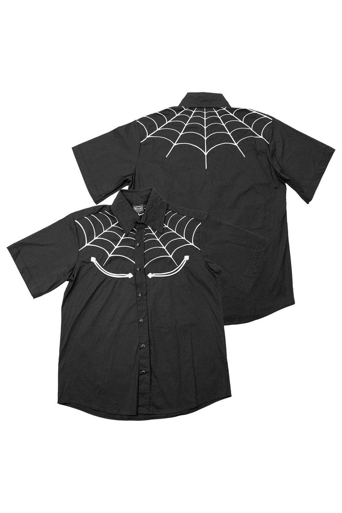 mens rockabilly western goth button-down shirt