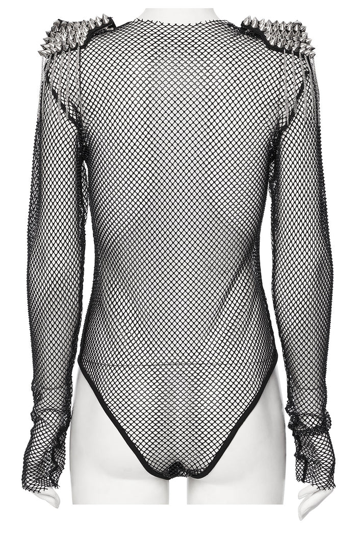 womens rave spiked shoulder bodysuit