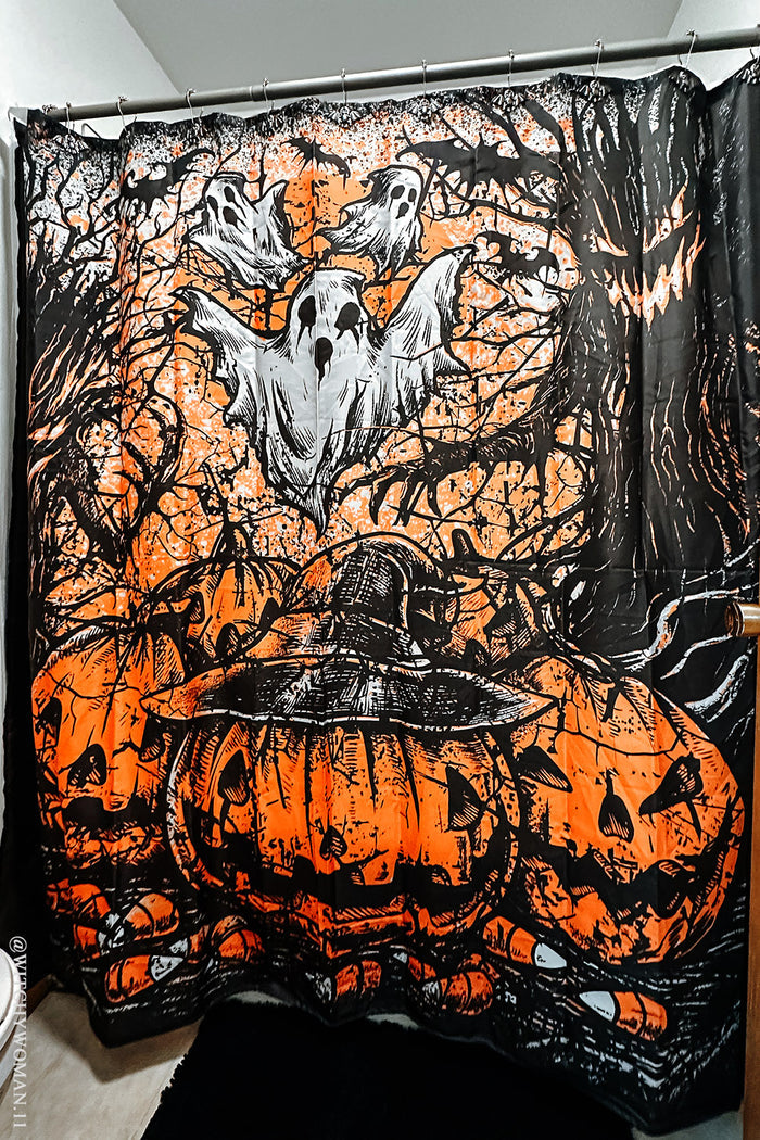 halloween jack-o-lantern shower curtain