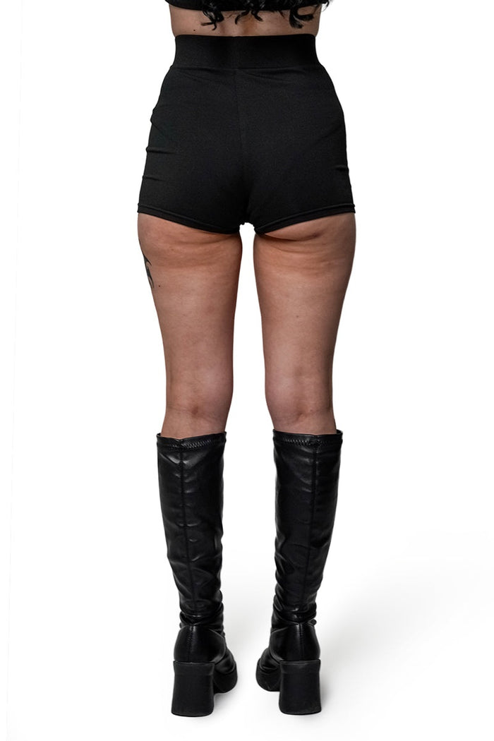 laced up short emo shorts
