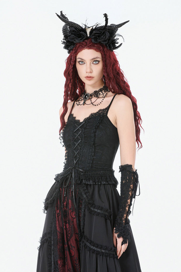 lace-up gothic tank top